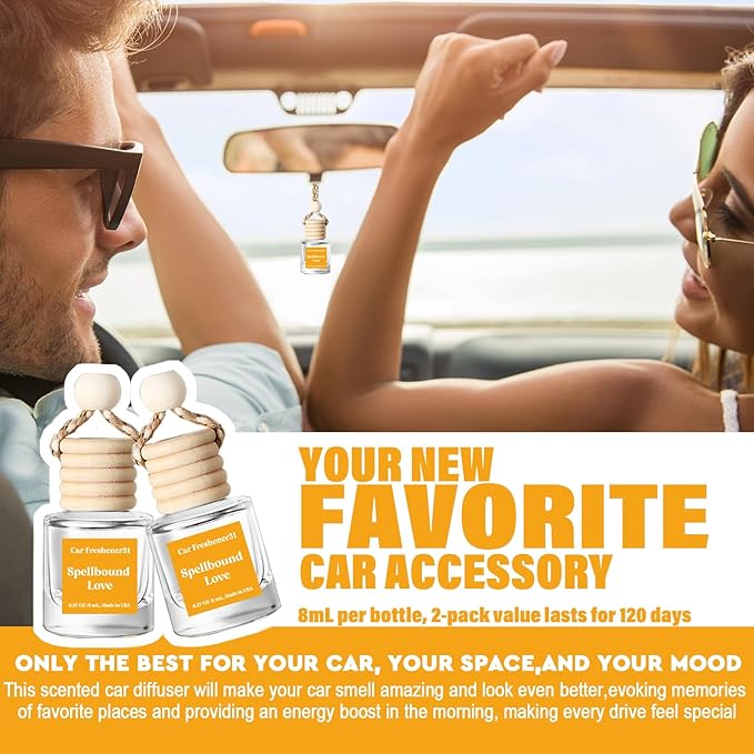 C Classy Car Air Freshener Hanging 2 Pack, Spellbound Essential Oil Diffuser for Cars, Long-Lasting Fragrance, Cute Car Acces