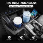 Autorder Center Console Cup Holder Insert for 2016-2023 Toyota Tacoma Interior Accessories, TPE Silicone Material 2-in-1 Center Console Drink Cup Holder Insert
