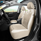 PIC AUTO Car Seat Covers, Cute Rabbit Premium Beige Leather Seat Covers, Universal Fit Front Seat Covers for Cars, Trucks, SU