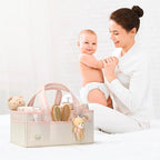 PeraBella Baby Diaper Caddy Organizer, XL Baby Basket Shower Gift Caddy, Portable Felt Changing Table Basket, Nursery Storage