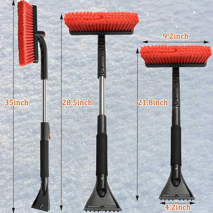 Snow Brush with Ice Scraper for Car Windshield Extendable 35 inch Vertical Car Snow Remover Windshield Snow Scrapers Removal Shovel for Car SUV Truck Windows