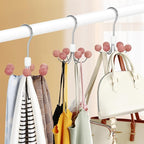 TOPIA HANGER Hoodie Hangers 4-Pack with 6 Cedar Balls, 360°Swivel Purse Hanger, Scarf Hanger, Closet Hooks, Handbag Organizer