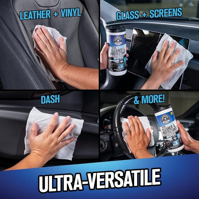 Chemical Guys Total Interior Cleaner & Protectant Canister Wipes, Great for Cars, Trucks, SUVs, RVs, & More (30 Ct) - PMWCSPI