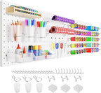 FZK Peg Board with Hooks, Plastic Pegboard Kit with 4 White Pegboards and Accessories, Peg Board Wall Organizer for Office an