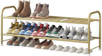 LINZINAR Shoe Rack Long 2 Tier Shoe Storage Organizer Metal Wide Shoe Shelf for Closet Entryway Bedroom 18 Paris Large Capaci