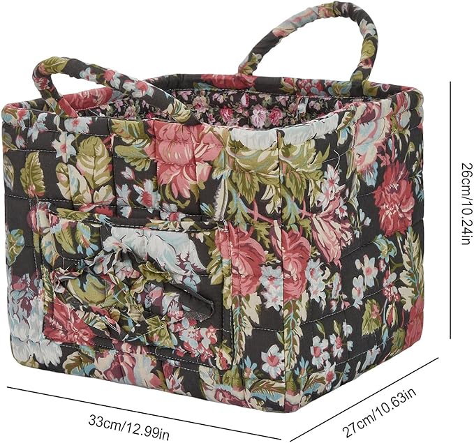 Boho Fabric Storage Basket, Large Capacity Laundry Basket, 12.2'' x 10.23'' x 10.23'' Collapsible Laundry Hamper with Easy Ca