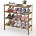 Smiry Bamboo Shoe Rack 4-Tier, Stackable Wooden Shoe Organizer for Entryway & Closet, Free Standing Wood Shoe Storage Shelf f