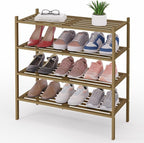 Smiry Bamboo Shoe Rack 4-Tier, Stackable Wooden Shoe Organizer for Entryway & Closet, Free Standing Wood Shoe Storage Shelf f
