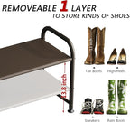 INGIORDAR Shoe Rack 2 Tier Long Storage Organizer Wide Metal Shoe Shelf for Closet Entryway Brown