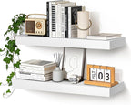 Floating Wall Shelves 24 x 6.8 x 1.7 Inch – Solid Wood Rustic Shelves in White Finish – Wall Mounted Display Shelf for Bathro
