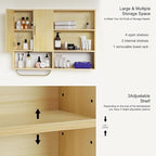 Bathroom Wall Cabinet Wood Large Wall Mounted Medicine Cabinet with 2 Doors and 4 Open Shelves Over Toilet Storage Cabinet Or