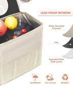 Capolo Car Trash Can with Lid, Leakproof Car Trash Bag Hanging Waterproof Automotive Garbage Can with Storage Pockets Mini Vehicle Trash Bin for Back/Front Seat(Beige,4 Gallon)