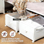 Under Bed Storage with Wheels, Rolling Under bed Storage with Metal Frame, Under Bed Shoe Storage for Space Saving, Zippered 