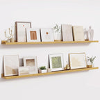 Fun Memories Picture Ledge Shelves Set of 2-55 Inch Shelves with Lip - Large Nursery Bookshelf for Storage - Floating Shelf W