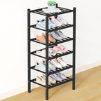 Smiry Bamboo Shoe Rack for Closet, 6 Tier Small Wooden Stackable Shoe Organizer, Free Standing Shoes Storage Shelf for Entryw