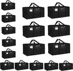 16 Pack-Extra Large Heavy Duty Moving Bags - Waterproof Storage Totes with Handles & Zippers, Foldable for College Dorm, Stor