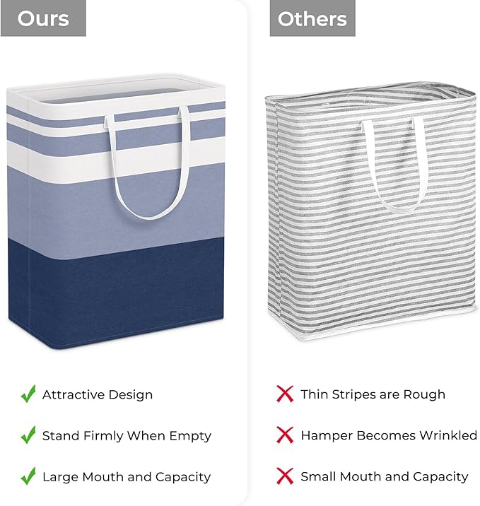 HomeHacks 2-Pack Large Laundry Basket, Waterproof, Freestanding Laundry Hamper, Collapsible Tall Clothes Hamper with Extended