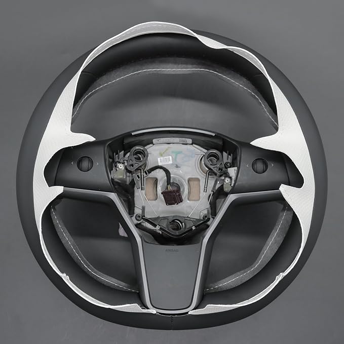 MEWANT Tesla Model 3/Model Y Hand Stitched Steering Wheel Cover for Tesla Model 3 2017-2023 / Model Y 2020-2023 for Tesla Model 3/Y Accessories(3D Style)