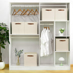 FinishingBo 6-Pack Storage Cubes with Handles & Label Holders Basket, Closet Cube Home Organizer Bins(Beige, 13 x 13 x 13 inc