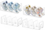 HBlife Widened 4.17 Inch Clear Acrylic Kids Shoe Rack for Closet Organizers and Storage, Small Shoe Rack 3 Sections Toddler B