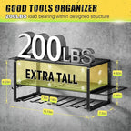 Power Tool Organizer Wall Mount - 200Lbs Load 3 Layers Storage Rack with 4 Drill Holders for Drills Cordless Tools. Heavy Dut