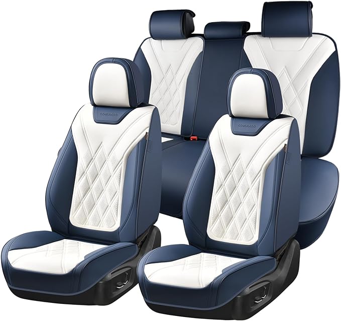 Coverado Car Seat Covers Full Set, Seat Covers for Cars, Waterproof Leather Automotive Seat Cover, Universal Car Interior Pro