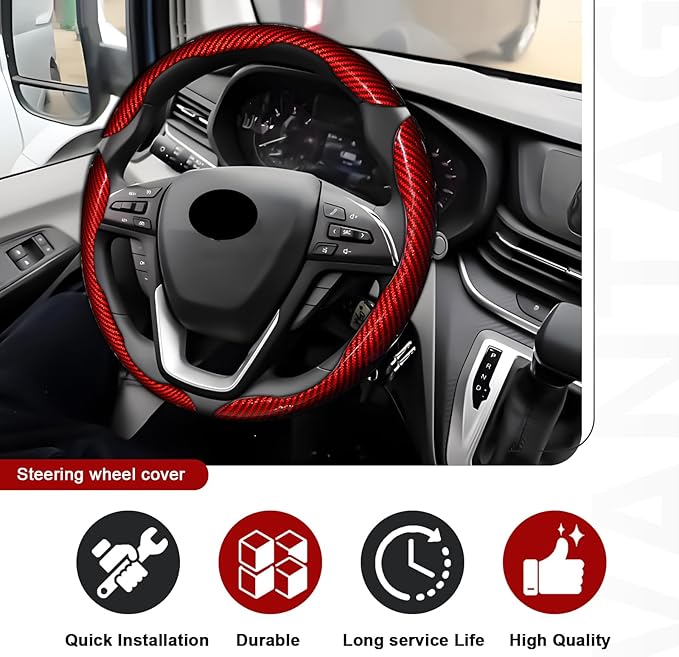3pcs Universal Carbon Fiber Steering Wheel Cover - Anti-Slip & Segmented Design, Universal 99% Durable Steering Wheel Protect