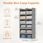 Lifewit Dual-Row Shelf Hanging Closet Organizer and Storage, Clothes Shelves with 3 Sturdy Hooks for Clothing Organization, F