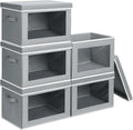 Homsorout Stackable Storage Bins with Lids - Large Decorative Basket with Lids, Fabric Foldable Closet Organizer Bins, Shelf 
