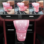 NBTEPEM 30 Pcs Pink Bling Car Accessories Set for Women, Pink Steering Wheel Cover Set, Bling Console Cover, Seat Belt Cushion, Shift Knob Cushion, Cup Coaster, Rhinestone Car Hanging Accessories