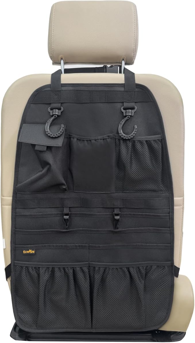 Car Seat Back Organizer, Heavy Duty Back Seat Organizer with Multiple Storage Pockets, Work Truck & SUV Seat Back Storage Bag for Tools, Tablet, Bottles & Essentials – Universal Fit