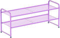 SUFAUY 2-Tier Mesh Shoe Rack, Closet Metal 33" Wide Shoe Shelf Heavy Duty, Purple