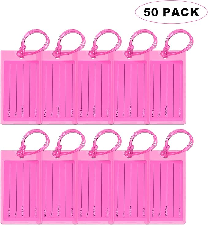 50 Pack Luggage Tags for Suitcases, Airplane Travel Essentials for Flying, International Travel Must Haves, and Luggage Acces