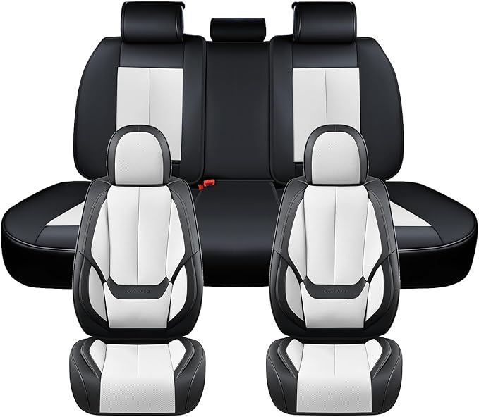 Coverado Seat Covers, Car Seat Covers Full Set, Leather Seat Covers for Cars, Car Seat Protector, Black Car Seat Covers Front