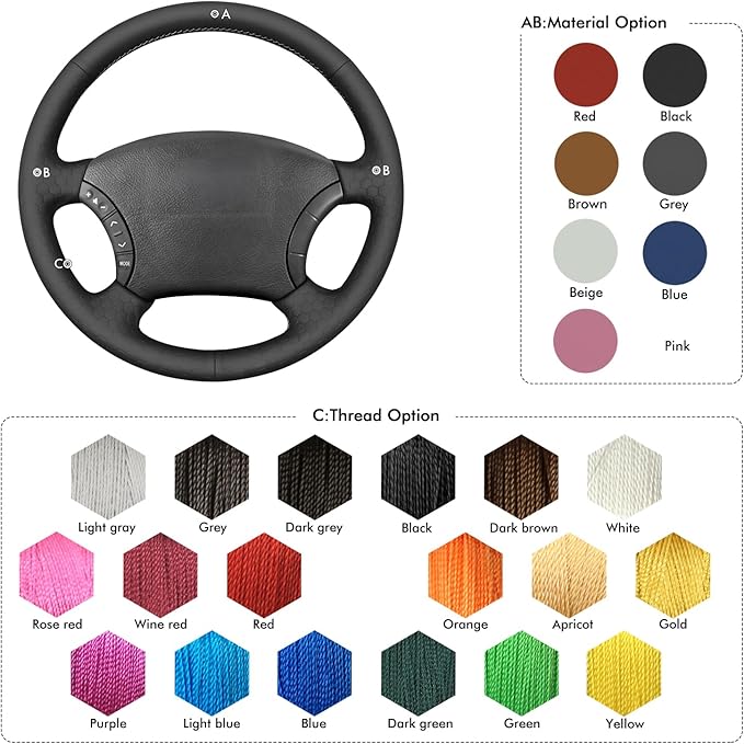 MEWANT Steering Wheel Cover Wrap for Toyota Tacoma Tundra 4Runner Sienna Highlander Sequoia Land Cruiser Prado 120 Land Cruiser Hilux LS400 GX GX470