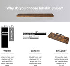 INHABIT UNION Rustic Brown Floating Shelves for Wall，24in Wall Mounted Display Ledge Shelves Perfect for Bedroom, Bathroom, L