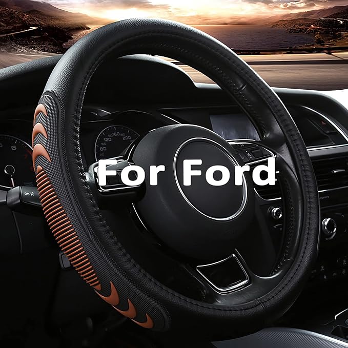 Yangday Leather Steering Wheel Cover for Ford F150 F250 F350, 15.5-16 inches Car Steering Wheel Cover with Anti-Slip Massage 