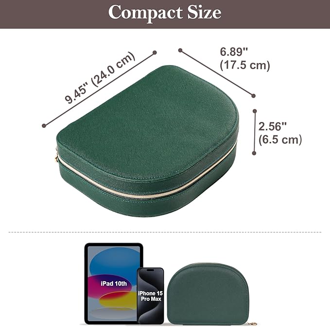ProCase Travel Size Jewelry Box, Large Portable Seashell-Shaped Jewelry Case, 2 Layer Jewelry Organizer in PU Leather for Wom