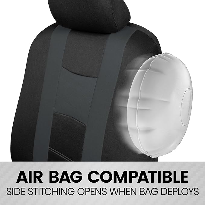 BDK carXS Charcoal Gray Two-Tone Car Seat Covers with Matching Back Seat Cover, Made to Fit Most Auto Truck Van SUV, Interior