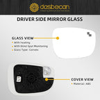 Dasbecan Left Driver Side Mirror Glass Compatible with Mazda CX-5 2017-2023 CX-9 2016-2023 with Heated Blind Spot Detection Convex Glass with Backing Plate Replaces TK71691G7 TK71-69-1G7