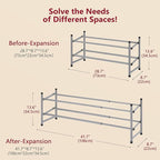 Tajsoon 2 Tier Expandable Shoe Rack for Closet, 28“-41“Adjustable & Stackable Shoe Shelf Storage, Metal Shoe Rack Organizer f
