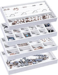 Frebeauty Jewelry Organizer Tray,Stackable Velvet Jewelry Trays,Drawer Inserts Earring Organizer For Women Jewelry Storage Di