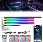 New Version Dreamcolor Acrylic Interior Car Lights 6 in 1 RGB LED Strip Lights with APP Control 252 Color Modes DIY Fiber Optic Ambient Lighting Kits Music Car Neon Light Kits