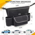 Black Car Handbag Holder Between Seats Suede Car Storage Bag Large Capacity 7 Compartment Purse Phone Ipad Automotive Consoles Organizer Safe Barrier of Pet Kids…