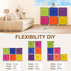 6 Cube Storage Organizer with Shelf Back to School Boxes 11 Inch Toy Storage Bins Closet Organizers Drawers Fabric Dresser fo