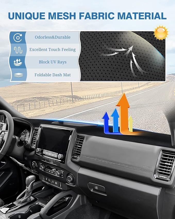 FIILINES Dash Cover for Nissan Frontier 2022-2025, Dashboard Mat Frontier Accessories Dashboard Cover Sunshade Nonslip Mesh P