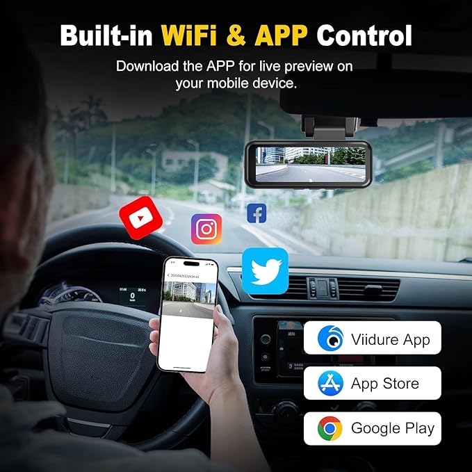 4K+2K Dash Cam Front and Rear, Free 64GB Card Included, 5.8GHz WiFi Dash Camera for Cars, Built-in G-Sensor, 3.2” IPS Screen,