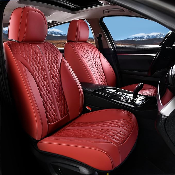 Coverado Front Seat Covers, Luxury Nappa Leather Seat Covers, Car Seat Covers Waterproof, 2 Pack Universal Seat Covers for Ca