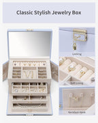 VLANDO Jewelry Box for Girls, 4-Tier Jewelry Organizer with Lock, Mirror Jewelry Box for Earring, Ring, Necklace and Bracelet