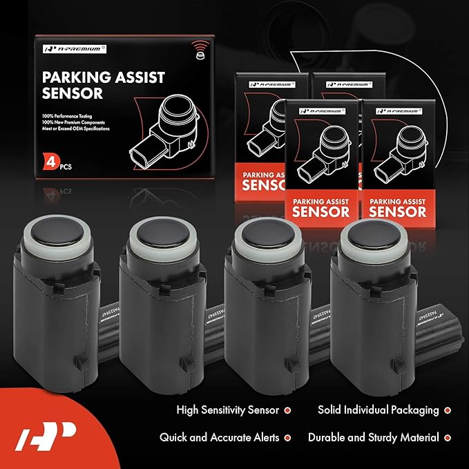 A-Premium 4-PC Reverse Backup Parking Assist Sensor Compatible with Select Buick, Cadillac & Chevrolet Models - Malibu 2013-2